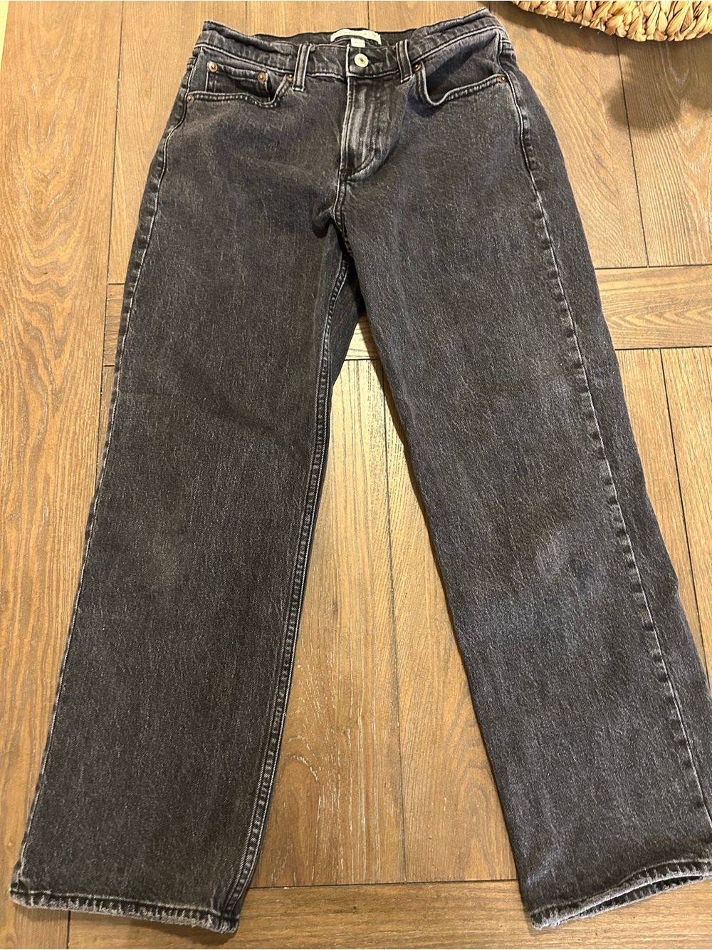Abercrombie & Fitch Women's Faded Black Straight Jeans